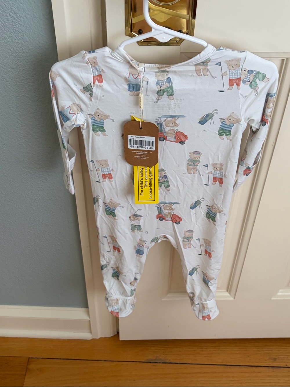 NWT Angel Dear Bamboo Teddy Bear Golfing Footed One-Piece Pajama - Picture 10 of 10